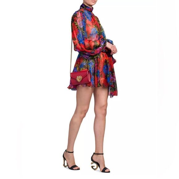 Dolce&Gabbana Floral Silk Chiffon Mini Dress size 38/ us size 2 - Picture 2 of 13